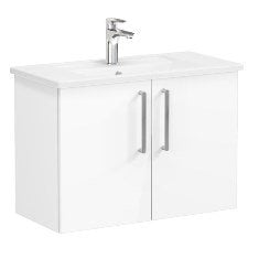 Vitra Root 66402 Lavabo Dolabı, Kapaklı, 80 Cm, Dar, Parlak Beyaz, Köşeli Lavabolu